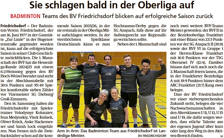 Sie schlagen bald in der Oberliga auf