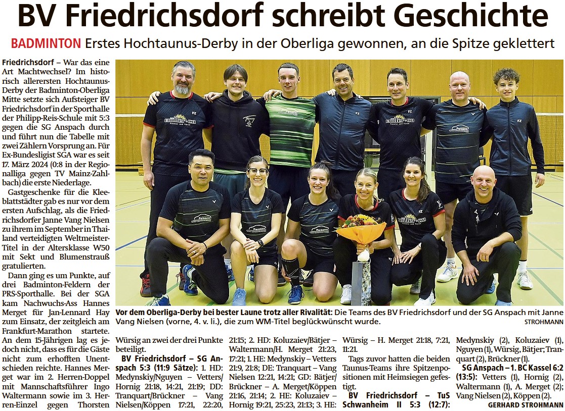 BV Friedrichsdorf schreibt Geschichte